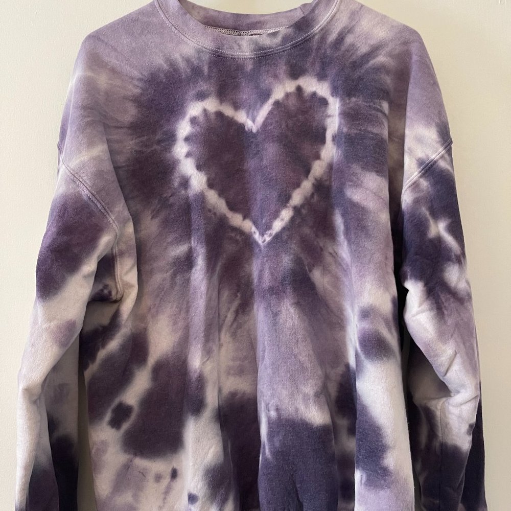 Urban Outfitters Purple Heart Tie-Dye Sweatshirt